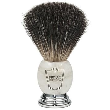 Parker 29L Safety Razor Shave Set - Includes Black Badger Brush, Stand & Parker 29L Butterfly Open Safety Razor