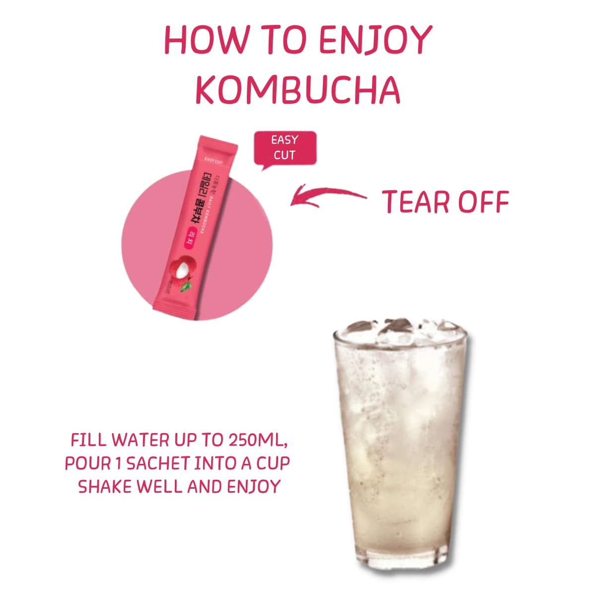 Garden Kombucha Tea, Powder 5G X 10 Sachets (50G/3.52Oz) Probiotics, Prebiotics, Sugar Free, Diet Tea, Healthy Drink (5 Variety Flavor)