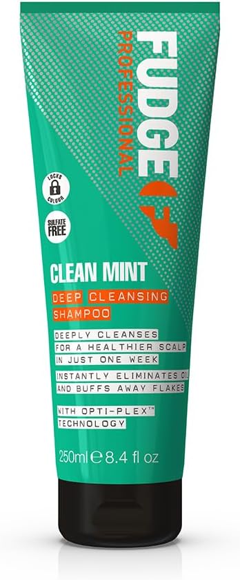 Fudge Clean Mint Shampoo, Deep Cleansing, Clarifying Shampoo, Scalp Care, 5X Stronger Hair, 250 Ml