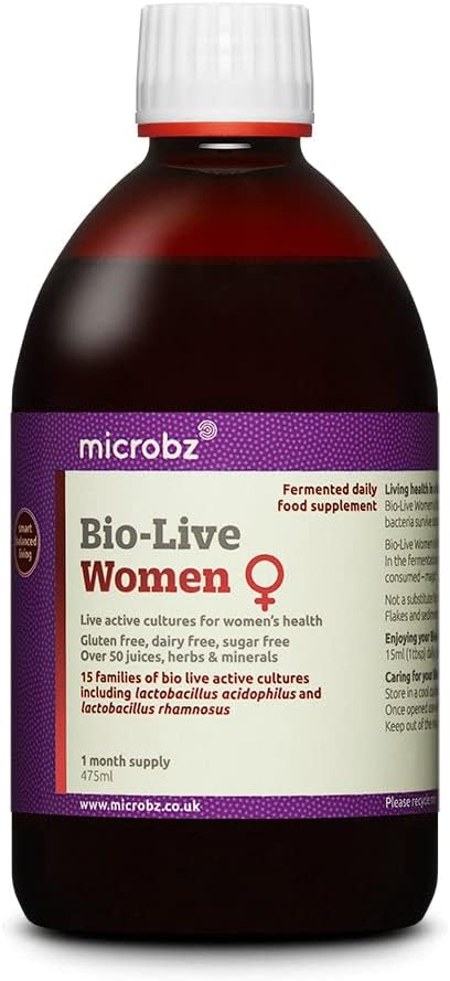 Microbz Bio-Live for Women (475ml) Bio Cultures Probiotic Liquid Supplement - Multi Strain Fermented Liquid Formula with Bio Live Active Natural Cultures for Everyday Oral Use (Single)