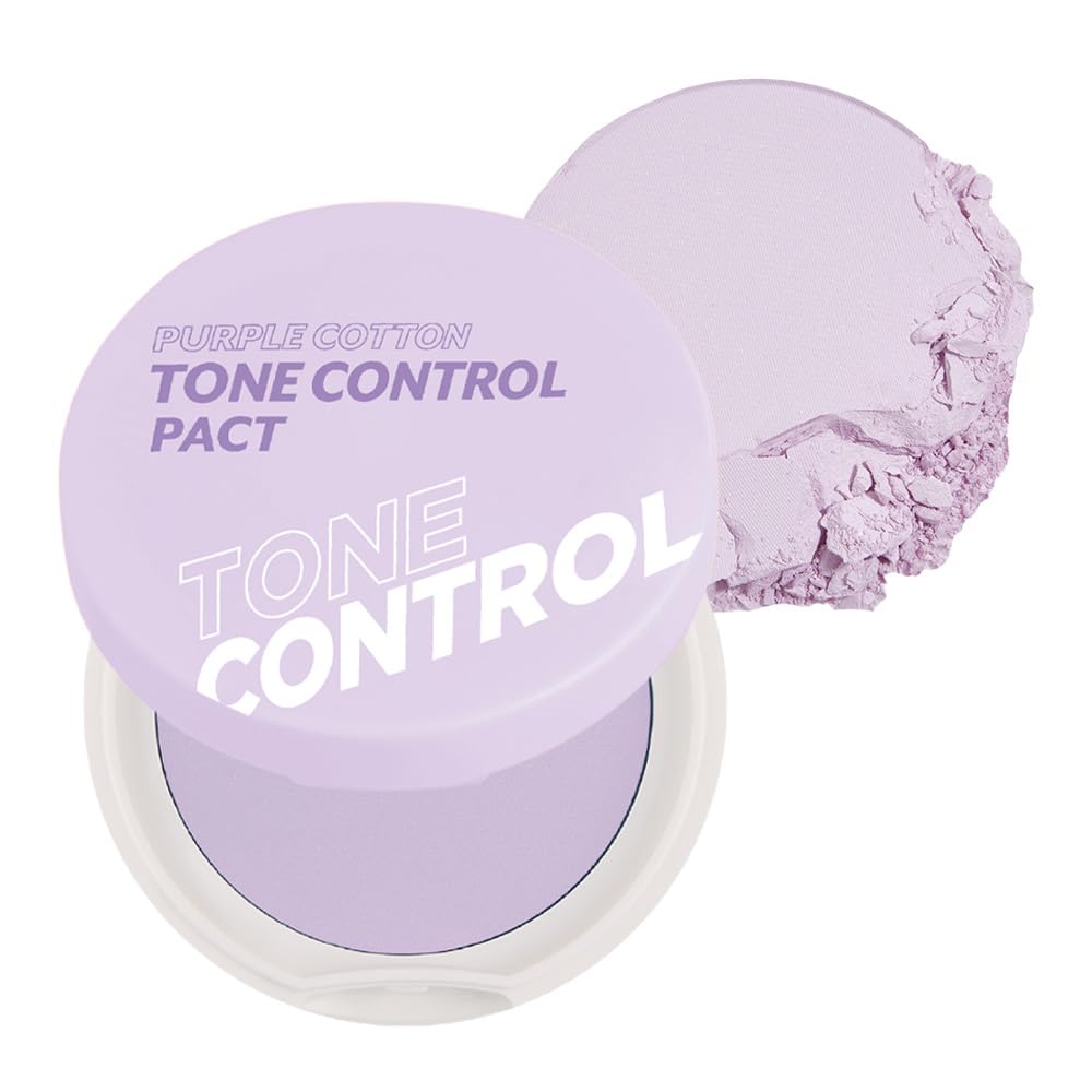 I'M Meme Compact - Purple Cotton Tone Control Pact | Korean Pressed Setting Powder With Berry Complex, Makeup Powder Foundation, Translucent Compact, Finishing Powder, Oil Free Face Powder, 0.35 Oz