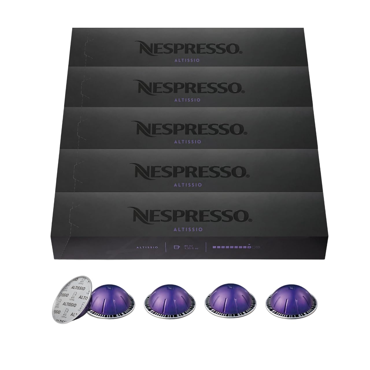 Nespresso Capsules Vertuo, Altissio, Medium Roast Espresso Coffee, 50 Count Coffee Pods, Brews 1.35Oz