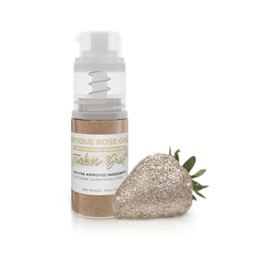 Bakell - Antique Rose Gold Tinker Dust (4G, 1X Mini Spray Pump) Edible Glitter For Food, Desserts, And Beverages!
