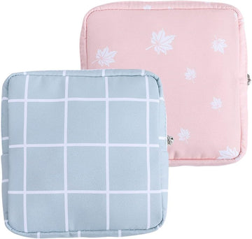 2 Pcs Sanitary Napkin Storage Bag Menstrual Pad Bag Zipper Sanitary Napkin Bag Menstrual Cup Pouch for Women Girls (Color 1)