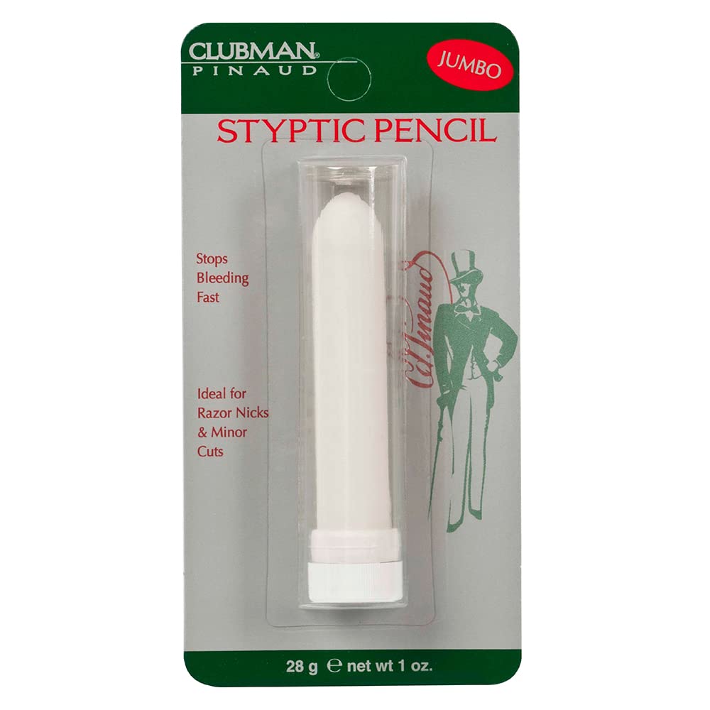 Clubman Jumbo Styptic Pencil, Treat And Seal Shaving Cuts Instantly, Anti-Hemorrhaging Stick, First Aid Device, White, 1 Oz