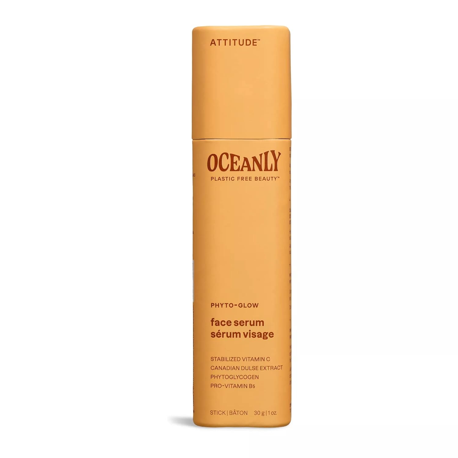 Attitude Oceanly Face Serum Stick, Ewg Verified, Plastic-Free, Plant And Mineral-Based Ingredients, Vegan And Cruelty-Free Beauty Products, Phyto Glow, Unscented, 1 Ounce