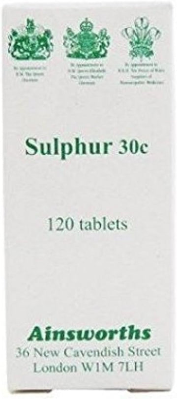 Ainsworths 30C Sulphur Homoeopathic Remedy - Pack Of 120 Tablets