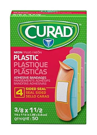 Curad Neon Plastic Adhesive Bandages, Assorted Colors, 3/4" X 3" (Case Of 1200)