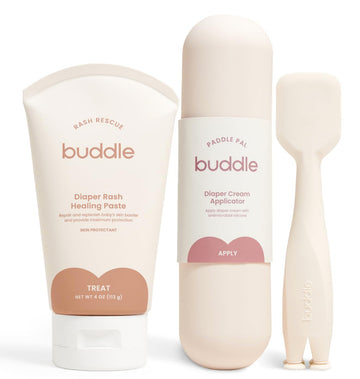 Buddle Rash Rescue Healing Paste + Paddle Pal Diaper Cream Appicator Bundle - Gentle on Sensitive Skin, Fragrance-Free, Microbiome Mindful & Pediatrician Tested