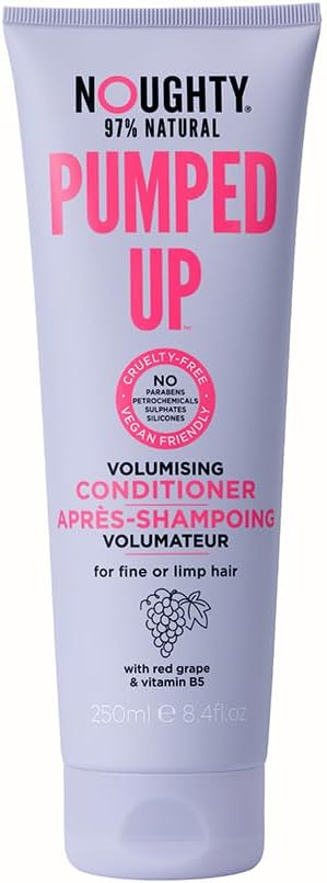 Noughty 97% Natural, Pumped Up Volumising Conditioner, 97% Natural Sulphate Free Vegan Haircare, For Fine Or Limp Hair, With Red Grape And Vitamin B5 250Ml