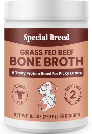 Special Breed Bone Broth Powder For Dogs And Cats - Dog And Cat Food Topper, Grass Fed Beef Broth Supplement, 9.5 Oz