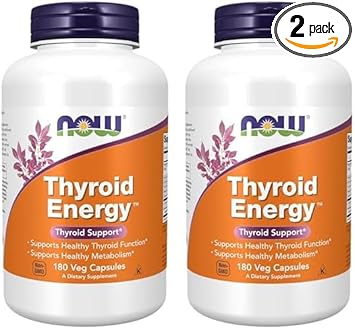 Now Supplements, Thyroid Energy™, Iodine And Tyrosine Plus Selenium, Zinc And Copper, 180 Veg Capsules (Pack Of 2)