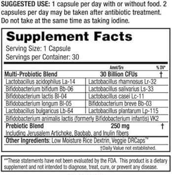 Dr. Tennant'S Probiotic Formula W/Prebiotics To Ensure Viability, Time-Release & Acid Resistant Capsules, 30B Cfus, Vegetarian Capsules, Vegan, Gluten-Free, Dairy-Free, No Need To Refrigerate