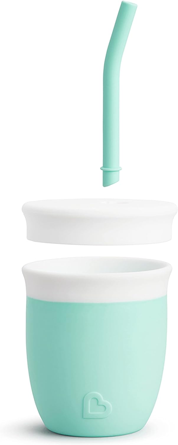 Munchkin® C’est Silicone! Open Training Cup with Straw for Babies and Toddlers 6 Months+, 4 Ounce, Mint : Baby