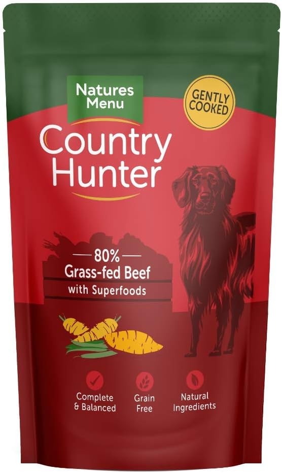 Natures Menu Country Hunter Dog Food Pouch Grass Grazed Beef (6 x 150g)?CHDPB/S