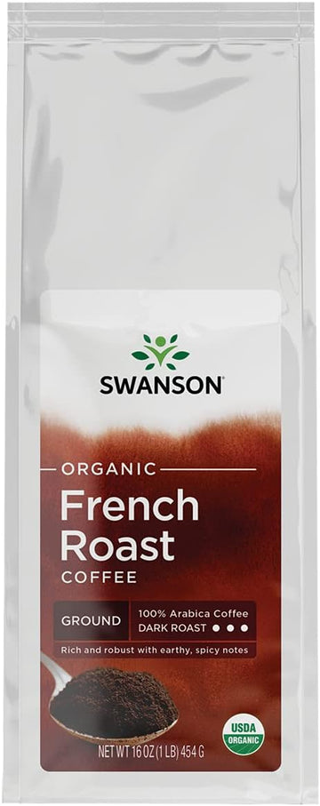 Swanson French Roast Fine Ground Organic Coffee - Dark 16 Ounce (1 Lb) (454 G) Pkg