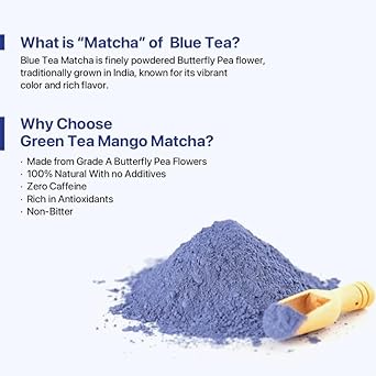 Blue Tea - Butterfly Pea Powder Matcha (1.76 Oz) | Flavorful Delight | Flower Based - Caffeine Free - Non-Gmo - Vegan - Gluten Free - Versatile Brewing | Eco - Conscious Tin Packaging | Gift Pack