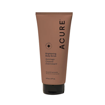 Acure Brightening Body Scrub - Skin Renewal With Blend Of Clay, Sea Salt & Niacinamide Extract - Rejuvenating Exfoliation For Soft, Refreshed Glowing Clear Skin - Suitable For All Skin Types - 6 Fl Oz