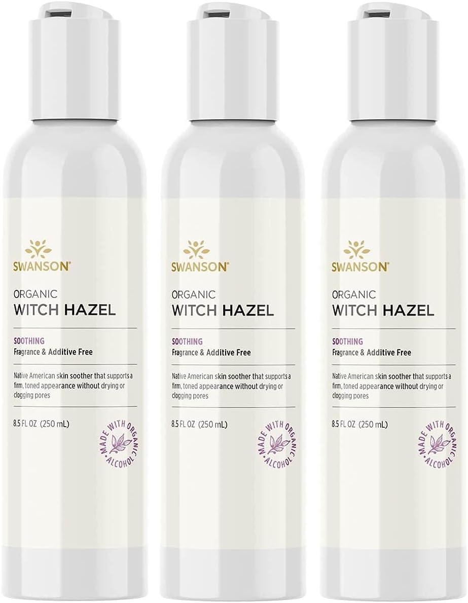 Swanson Natural Organic Witch Hazel Facial Toner 8.5 Fl Ounce (250 Ml) Liquid (3 Pack)