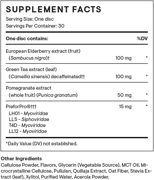 Thorne Prebiotic + Dissolvable Supplement Disc - Bloat-Free Prebiotic With Preforpro And Green Tea Extract - 30 Servings