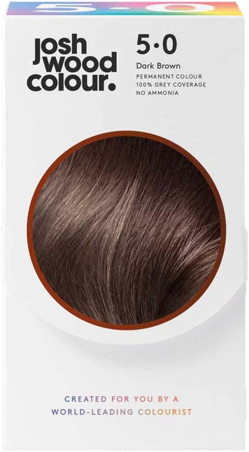 Josh Wood Permanent Colour 5.0 (Dark Brown) Celebrity-Approved Ammonia-Free - Leaves Hair Super Shiny And Hydrated With 100% Grey Coverage - Natural-Looking And Vegan