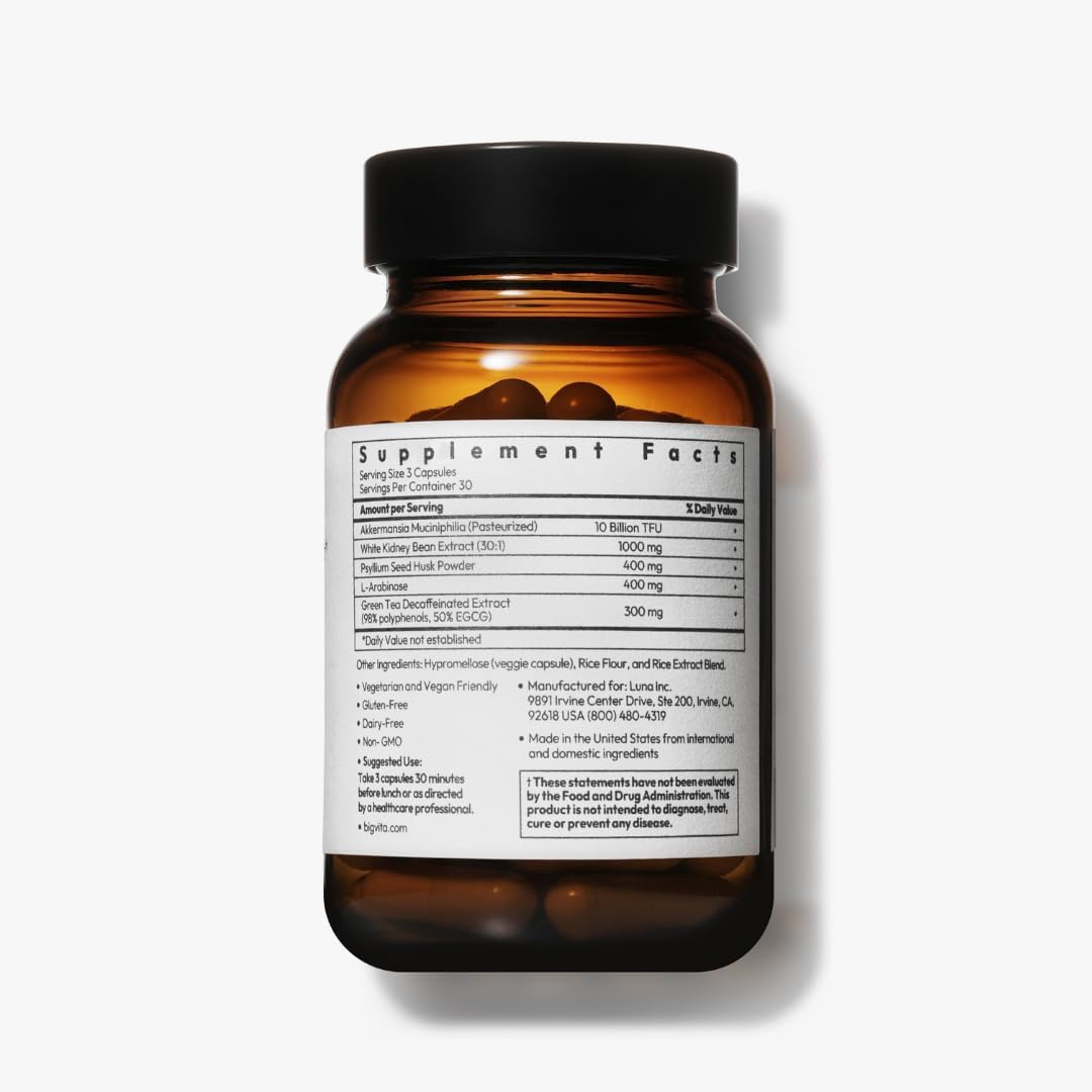 Bigvita Slim+ | Supports Healthy Metabolism, Gut Health & Carb Blocking - Vegan, Hormone-Free, 90 Capsules : Health & Household