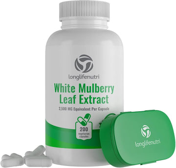 White Mulberry Leaf Extract 2,500Mg 200 Vegetarian Capsules | Pure Natural Herbal Vitamin Powder Supplement