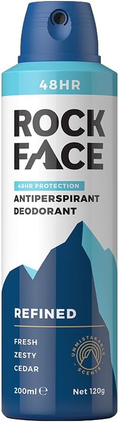 Rock Face Refined Body Spray Deodorant 200Ml | Sandalwood & Cedar Scent | Fast Absorbing | Non Staining | Long Lasting (Pack Of 2)