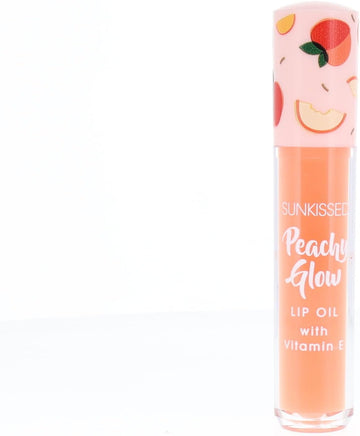 Peachy Glow Lip Oil With Vitamin E, Hydrating Fruity Flavor, Sunkissed