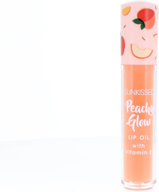 Peachy Glow Lip Oil With Vitamin E, Hydrating Fruity Flavor, Sunkissed