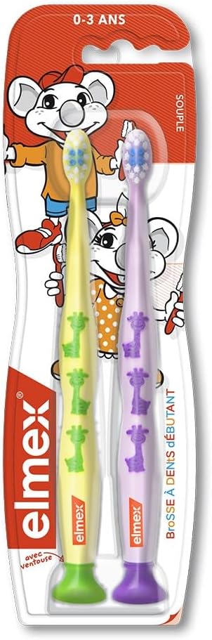 Elmex 2 Toothbrushes Beginner Soft 0-3 Years Old - Blue And Purple