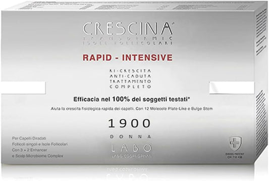 Labo Crescina Transdermic Rapid-Intensive Follicular Islands 1900 Woman 20+20 Ampoules Hair Loss Treatment And Hair Regrowth