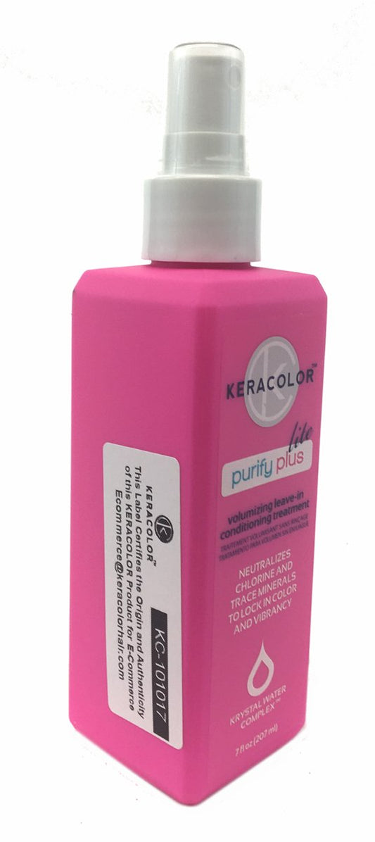 KERACOLOR Keratin Leave in Conditioner for Color Treated Spray with Oil Detangler Curly Hair Paraben Gluten and Vegan Free Purify Plus Lite, Coconut, 7 Fl Oz