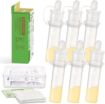 haakaa Colostrum Collector with Storage Case Set, Included 1 pc Reusable Cotton Wipe and Storage Box (0.1oz/4ml, 6 pcs)