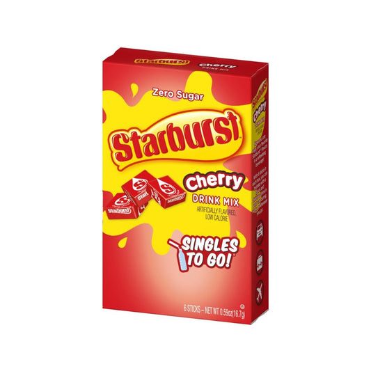 Starburst Singles To Go Zero Sugar Drink Mix, Cherry, 6 Ct Per Box (Pack Of 3), 0.59 Ounce