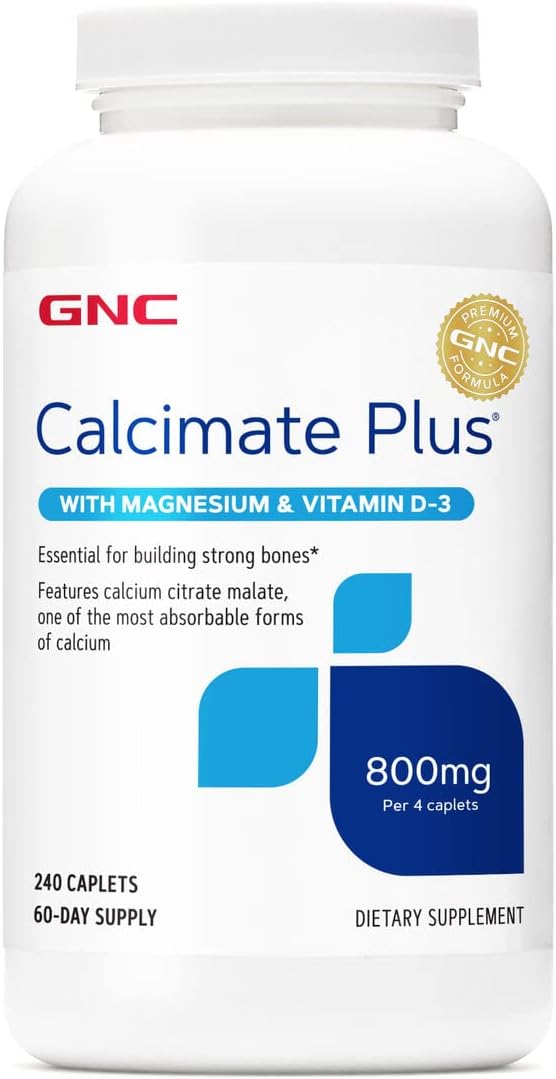 Gnc Calcimate Plus Magnesium & Vitamin D-3 800Mg | Most Absorbable Form Of Calcium | 240 Count