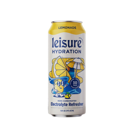 Leisure Drinks - Lemonade Electrolyte Drink [Electrolyte Refresher - 16Oz Cans, 12Pk] - Low Sugar Lemonade Hydration Drink - Healthy Hydration Packed W/ Magnesium & Ashwagandha For Mood & Stress Support