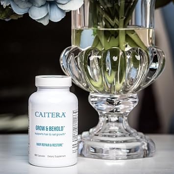 Caitera Grow & Behold | Clinically Tested Dietary Supplement For Thinning Hair | Saw Palmetto, Biotin, Zinc & Selenium To Support Hair Growth, Vitality, Shine & Fullness | Vegan 120 Capsules : Health & Household