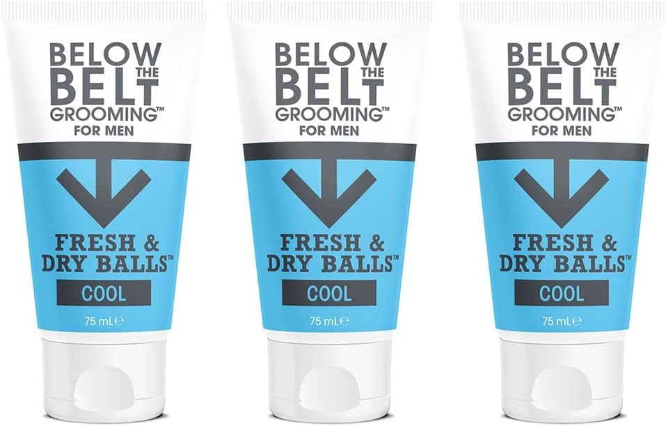 Below The Belt Grooming Fresh & Dry Ball, Intimate Deodorant And Anti Chafing Cream For Men, Protects Against Sweat, Odour And Chafing, Fresh Scent 75Ml