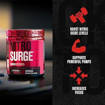 Jacked Factory Nitrosurge Shred Thermogenic Pre-Workout in Orange Pineapple & Blueberry Lemonade Nitrosurge Pre-Workout for Men & Women : Health & Household