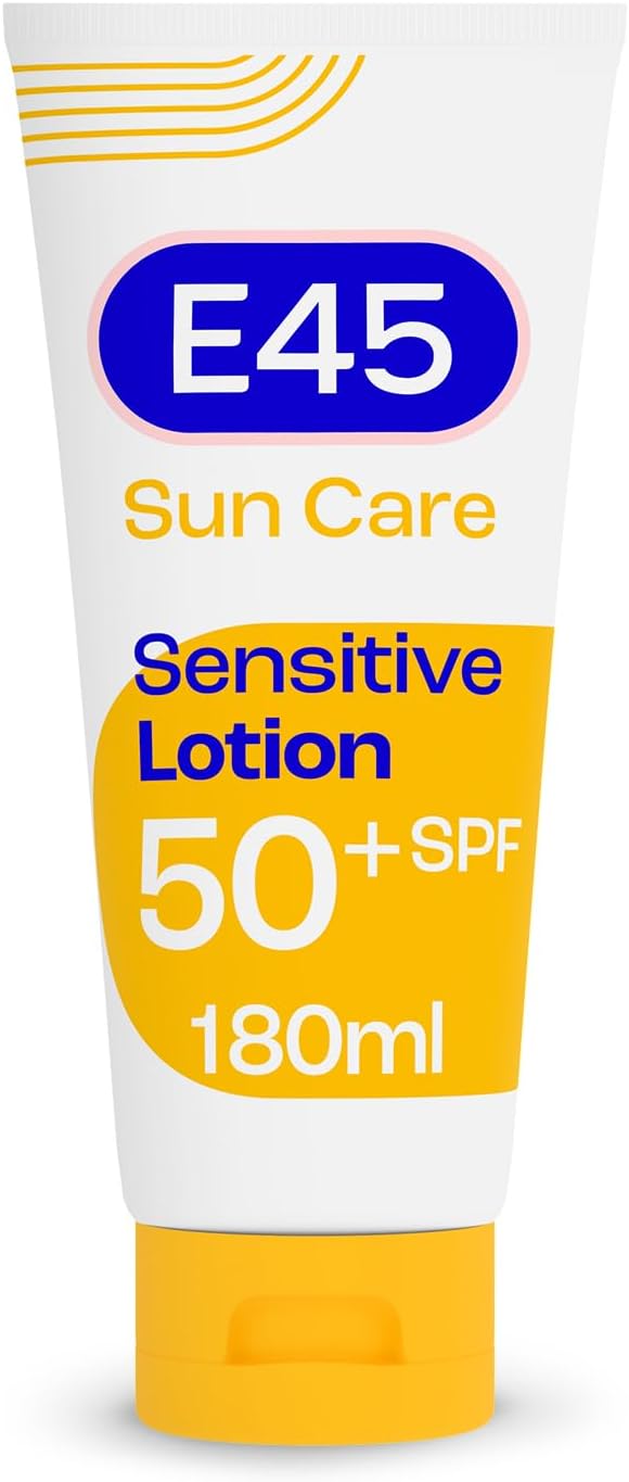 E45 Sun Body Lotion For Sensitive Skin. Hydrating Sun Cream With Very High Uva And Uvb Protection And Spf 50+. For Dry Skin, Sensitive Skin And Eczema Prone Skin - 180 Ml