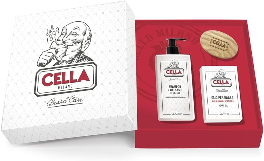 Cella, Luxury Beard Grooming Set, Includes Cella’S Beard Oil, Beard Brush And Beard Shampoo, Made In Italy