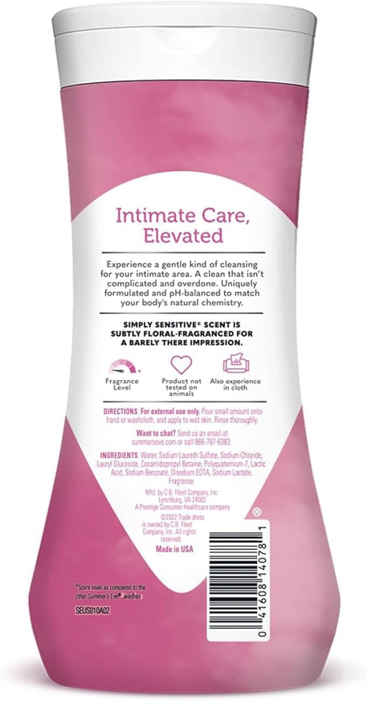 Summer'S Eve Simply Sensitive Daily Gentle All Over Feminine Body Wash, 15 Fl. Oz + Travel Size 3 Fl Oz 3 Pack