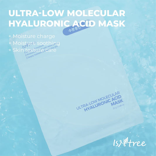 Isntree Ultra-Low Molecular Hyaluronic Acid Mask 10Ea | 12 Layers Of Moisture | Moisturizing Sheet | Deeply Hydrates And Relieves The Skin