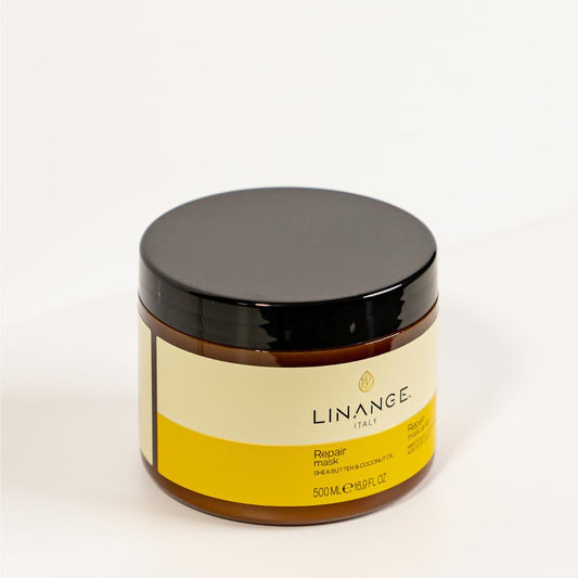 Linange Repair Mask With Shea Butter & Coconut Oil 500Ml/16.9 Oz - Free Starry Lip Plumping Gloss 10Ml