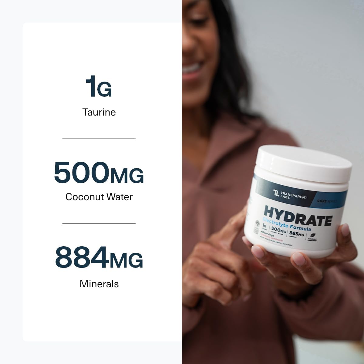 Transparent Labs Hydrate Naturally Sweetened Electrolytes Powder - Hydration Powder Electrolytes With Coconut Water, Calcium, Taurine, & Potassium - 40 Servings, Peach Mango : Health & Household