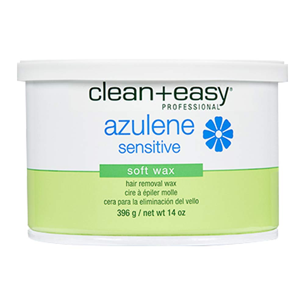 Clean + Easy Azulene Sensitive Soft Wax – Wax For Sensitive Skin Hair Removal, Gentle & Soothing Formula For Face & Body, 14 Oz
