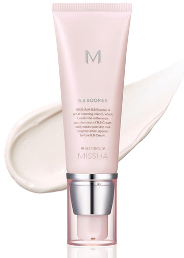Missha M Bb Boomer Primer For Face I Creamy-Soft, Illuminating Makeup Primer For Dewy Finish, Hydrating Radiant Cream, Moisturizing Makeup Base, Glass Skin, 1.35 Fl Oz/40Ml