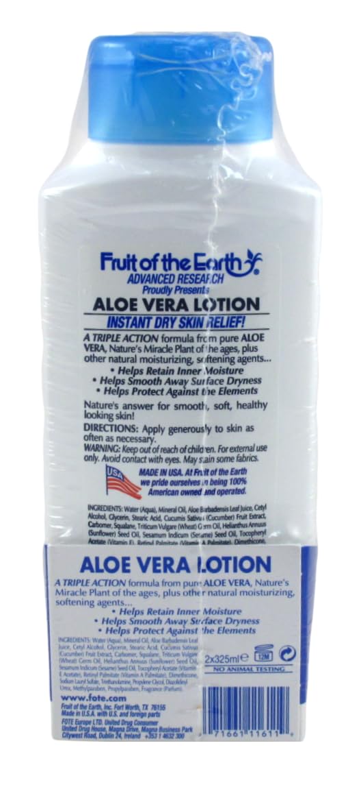 Fruit Of The Earth Bogo Lotion Aloe Vera Skin Cooling 11 Ounce (325Ml) (3 Pack)