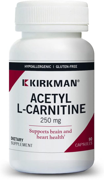 Kirkman - Acetyl L-Carnitine 250 mg - 90 Capsules - Supports Sustained Cellular Energy Production - Hypoallergenic